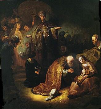 REMBRANDT Harmenszoon van Rijn The Adoration of the Magi. oil painting picture